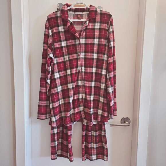Denver Hayes Red Plaid Button-Up Pajama Set - Picture 1 of 8